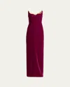 Tom Ford Strapless Lightweight Velvet Evening Gown In Burgundy