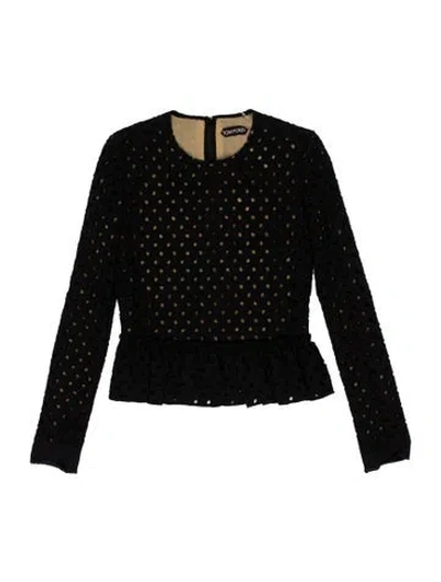 Pre-owned Tom Ford Strapless Long Sleeve Crop Top In Black