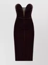 Tom Ford Midi Dress With Sweetheart Neckline In Burgundy
