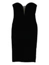 Tom Ford Strapless Plunge Neck Stretch Velvet Cocktail Dress In Black