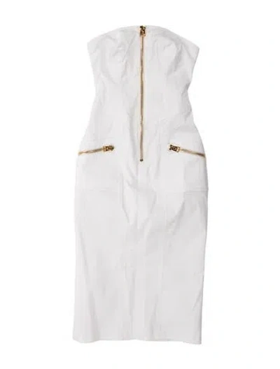 Pre-owned Tom Ford Strapless Mini Dress In White