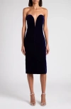 Tom Ford Strapless Plunge Neck Stretch Velvet Cocktail Dress In Multi