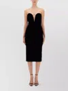 Tom Ford Strapless Plunge Neck Stretch Velvet Cocktail Dress In Black