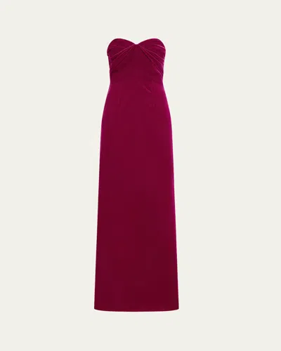 Tom Ford Strapless Velvet Column Gown In Red