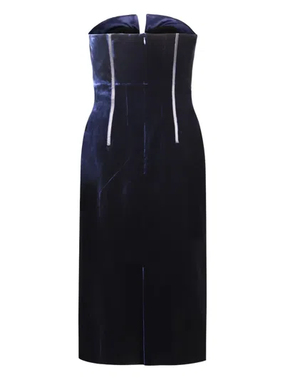 TOM FORD STRAPLESS VELVET MIDI DRESS