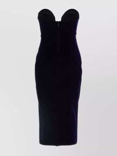 TOM FORD STRAPLESS VELVET MIDI DRESS WITH FITTED SILHOUETTE