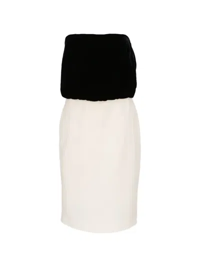 Tom Ford Strapless Velvet-panel Dress In Black