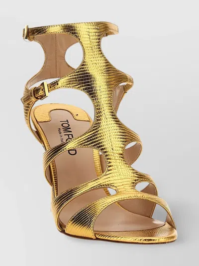 Tom Ford Strappy Open Toe Metallic Sandals In Gold