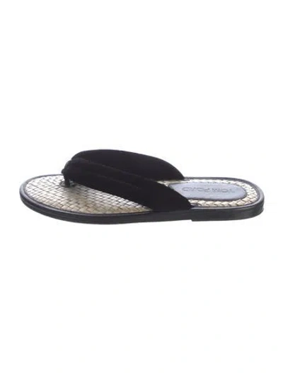 Pre-owned Tom Ford Straw Flip Flops In Black