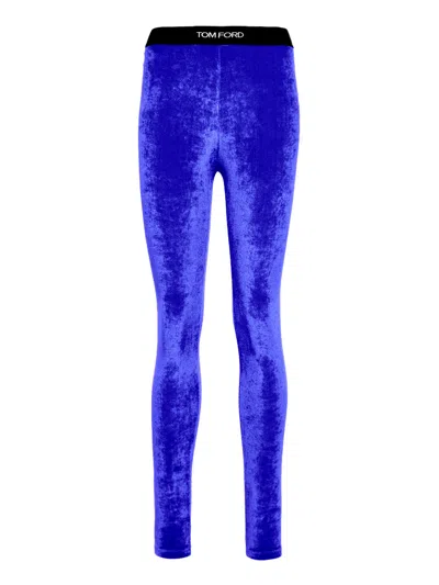 Tom Ford Stretch Blue Velvet Legging