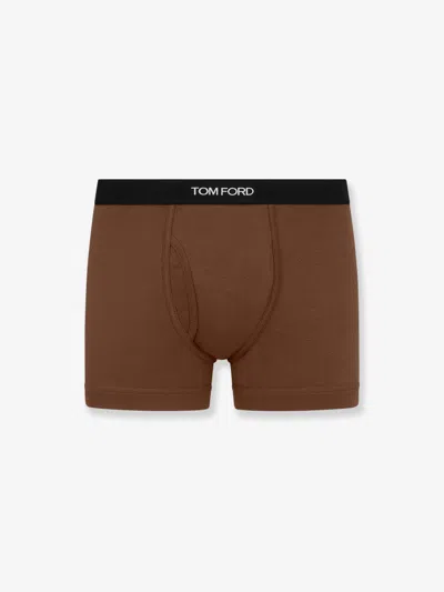 Tom Ford Stretch Cotton Boxer Briefs In Brown