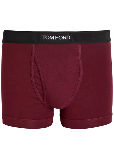 Tom Ford Stretch-cotton Boxer Briefs In Burgundy