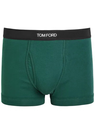 Tom Ford Stretch-cotton Boxer Briefs In Green