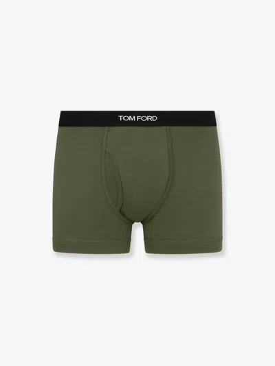 Tom Ford Stretch Cotton Boxer Briefs In Green