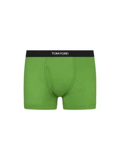 Tom Ford Stretch Cotton Boxer Briefs In Green
