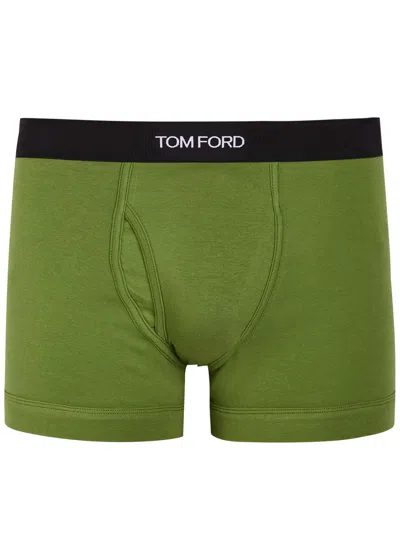 Tom Ford Stretch-cotton Boxer Briefs In Green