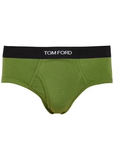 Tom Ford Stretch-cotton Briefs In Green