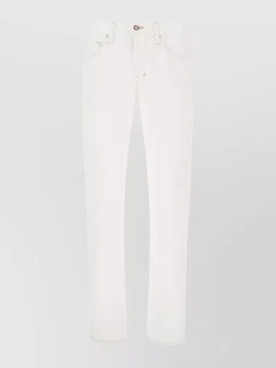 Tom Ford Stretch Cotton Denim Trousers With Contrast Stitching In White