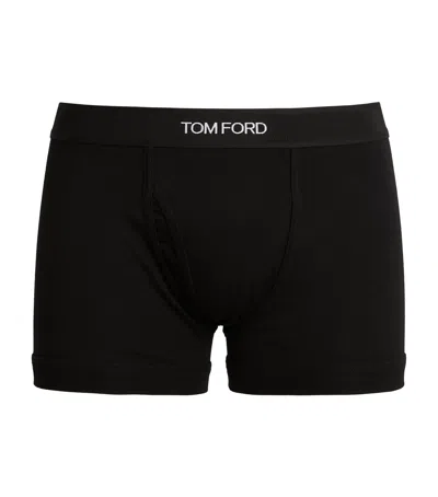 Tom Ford Stretch-cotton Logo Boxers In Black