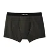 Tom Ford Stretch-cotton Logo Boxers In Green