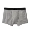 Tom Ford Logo-embroidered Cotton-blend Jersey Boxers In Grey