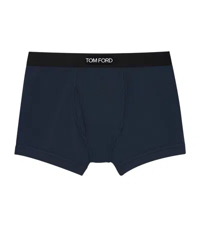 Tom Ford Stretch-cotton Logo Boxers In Navy