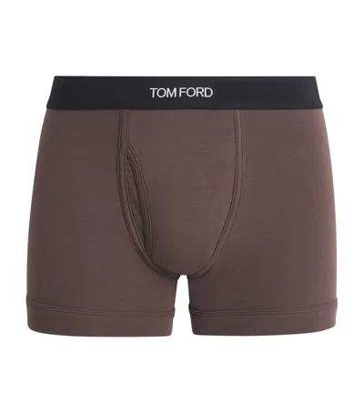 Tom Ford Chocolate Stretch Cotton Boxer In Brown