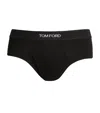 Tom Ford Black Briefs With Logged Waistband In Cotton Stretch Man