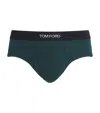 Tom Ford Stretch-cotton Logo Briefs In Green