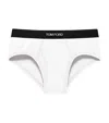 Tom Ford Mens White Branded-waistband Fitted Pack Of Two Stretch-cotton Briefs L In White