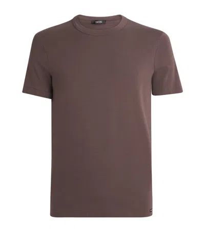 Tom Ford Stretch-cotton T-shirt In Brown