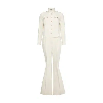 Tom Ford Stretch Cotton Tricotine Stand Collar Safari Jumpsuit In Off-white