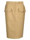 Tom Ford Cotton-blend Tricotine Midi Skirt In Beige