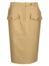 Tom Ford Stretch Cotton Twill Midi Skirt Skirts Beige