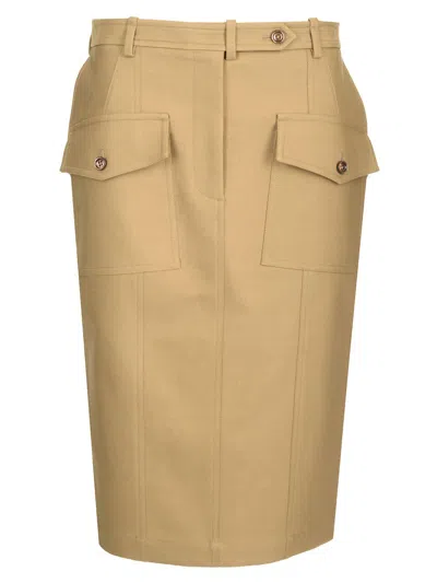 TOM FORD STRETCH COTTON TWILL MIDI SKIRT SKIRTS BEIGE