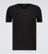 Tom Ford Stretch-cotton V-neck T-shirt In Black