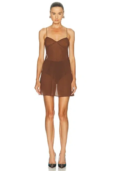 Tom Ford Stretch Georgette Cocktail Slip Dress In Brown