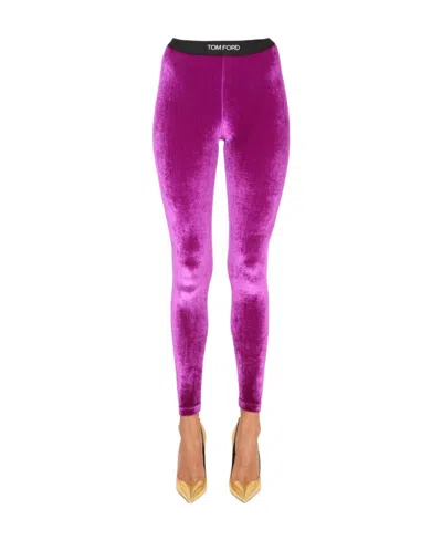 Tom Ford Stretch Logo Leggings In Purple