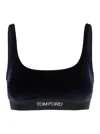 Tom Ford Stretch Lustrous Velour Signature Bralette Clothing In Blue