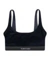 Tom Ford Stretch Lustrous Velour Signature Bralette In Blue