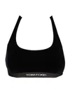 Tom Ford Stretch Lustrous Velour Signature Bralette Underwear Blue In Black
