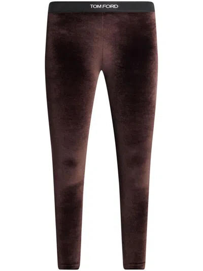 TOM FORD TOM FORD STRETCH LUSTROUS VELOUR SIGNATURE LEGGINGS CLOTHING