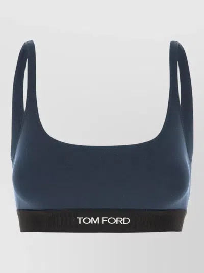 Tom Ford Stretch Modal Bandeau Bra Elastic Underband In Blue