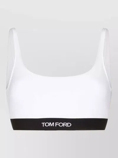 Tom Ford Stretch Modal Cropped Square Neck Bralette In White
