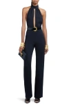 Tom Ford Halterneck Belted Jumpsuit In Black