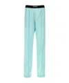 Tom Ford Jacquard-trimmed Stretch-silk Satin Wide-leg Pants In Blue