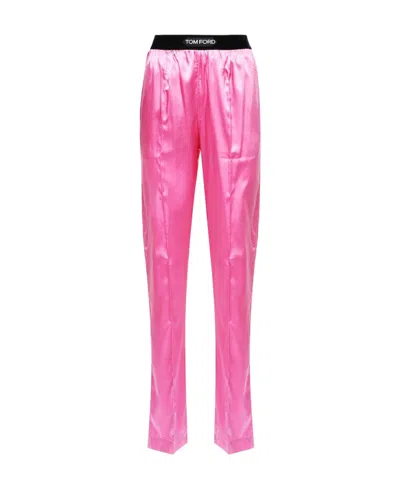 Tom Ford Stretch Satin Pj Pants In Pink