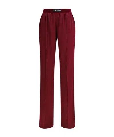 Tom Ford Stretch Satin Pj Pants In Red