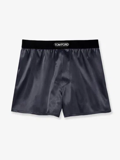 Tom Ford Stretch Silk Boxer Shorts In Blue