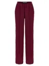 Tom Ford Stretch Silk Pants In Burgundy
